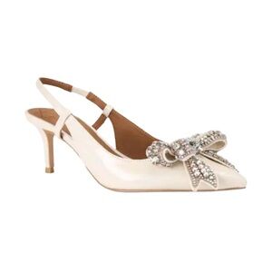 KURT GEIGER Women’s Belgravia Bow-Embellished Kitten-Heel Leather Pumps-Size 8.5